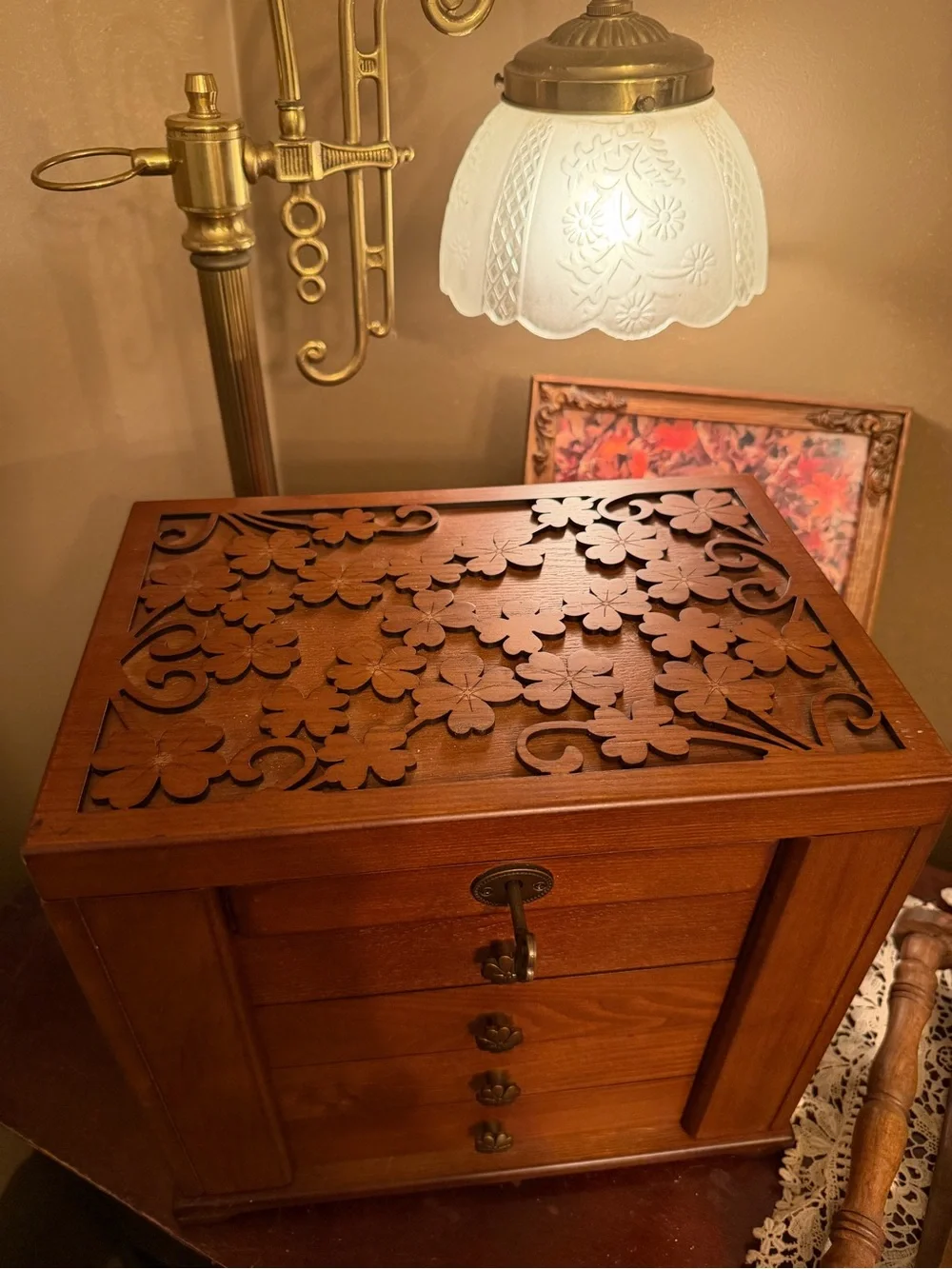 Wood Jewelry lock box
